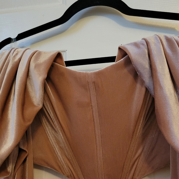 House of CB Holly Blush Velvet Long Sleeved Corset - Picture 13 of 16